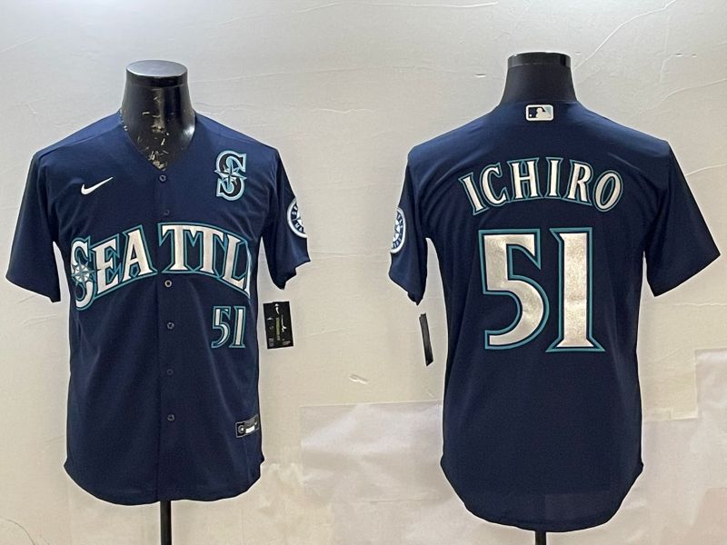 Men Seattle Mariners #51 Ichiro Blue Game 2025 Nike MLB Jersey style 2->milwaukee brewers->MLB Jersey